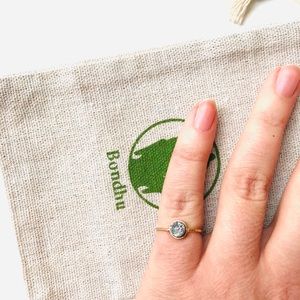 Gunmetal Grey Druzy Crystal Round Stone Gold Ring